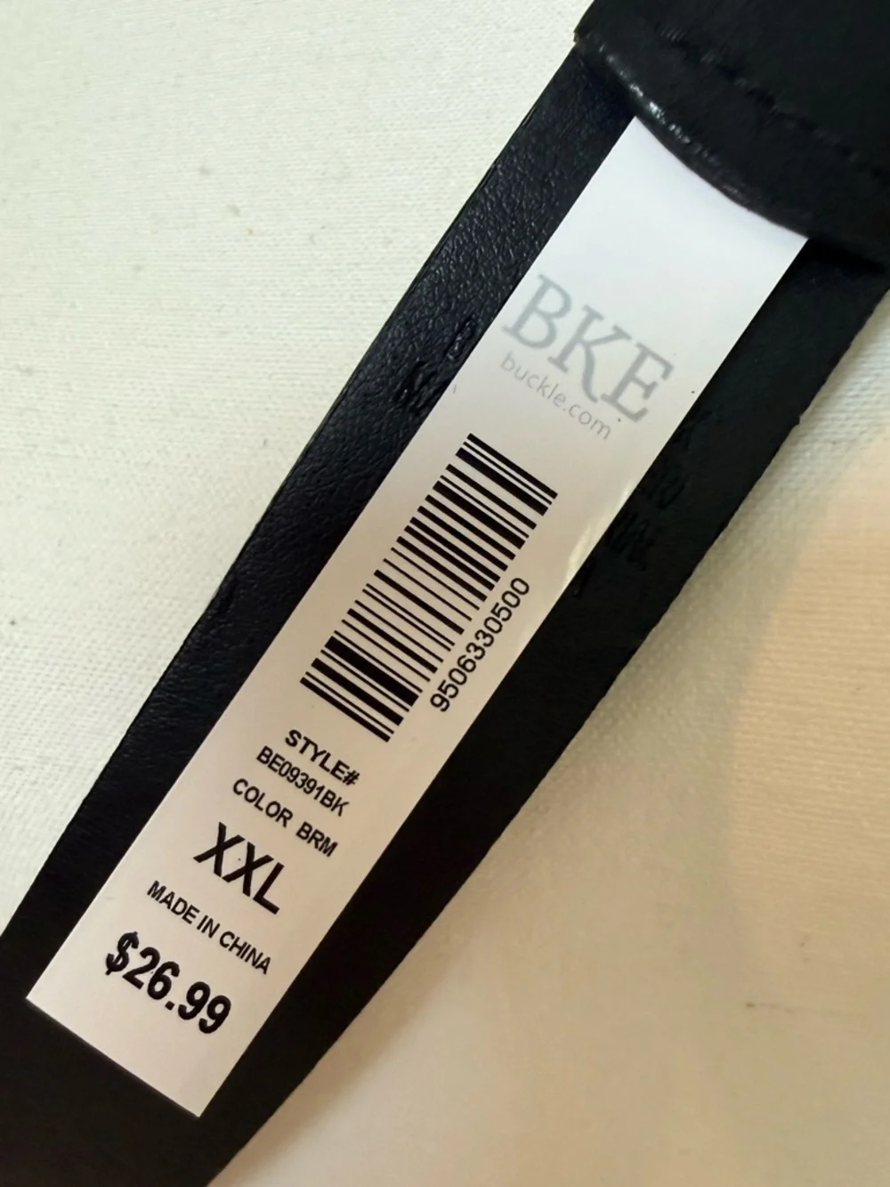 BKE Leather Belt Black Gunmetal Buckle XXL 40–46” Adjustable NWT